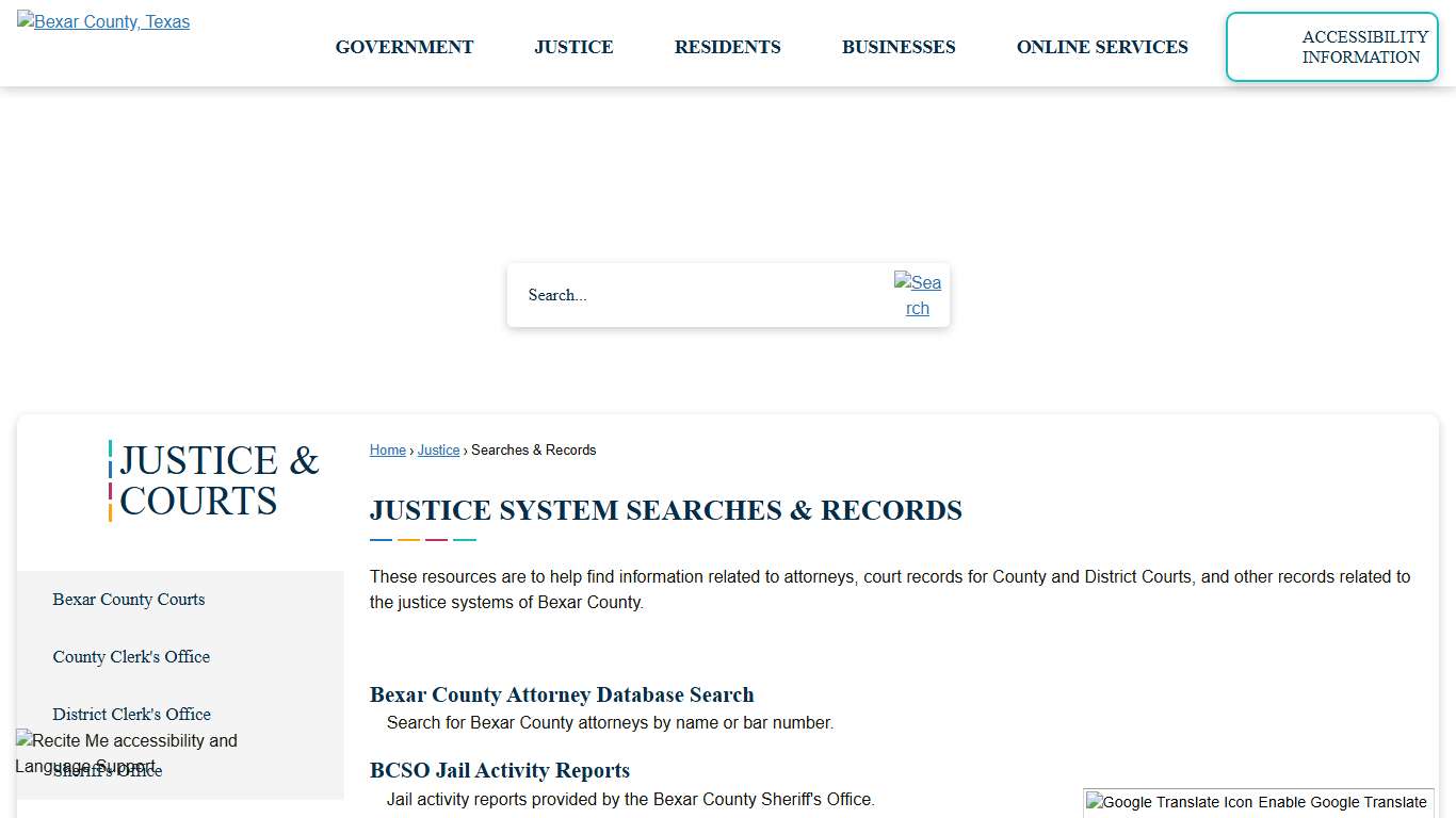 Justice System Searches & Records Bexar County, TX - Official Website